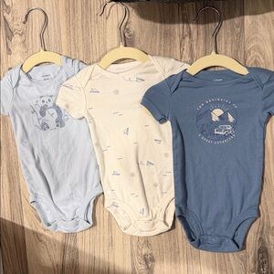 Carter's Blue and Cream Adventure Bodysuits
